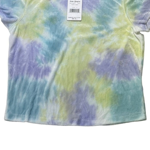 Free People Cloud Combo Bright Eyes Tie Dye Womens Short Sleeve T-Shirt - Picture 6 of 10